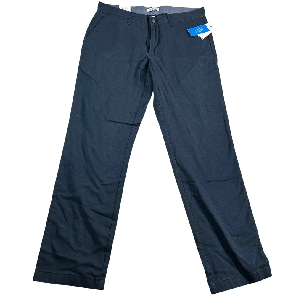 Nautica‎ Mens Classic Fit Flat Front Chino Pants Navy Blue Size 33W x 32L